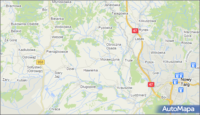mapa Morawczyna, Morawczyna na mapie Targeo