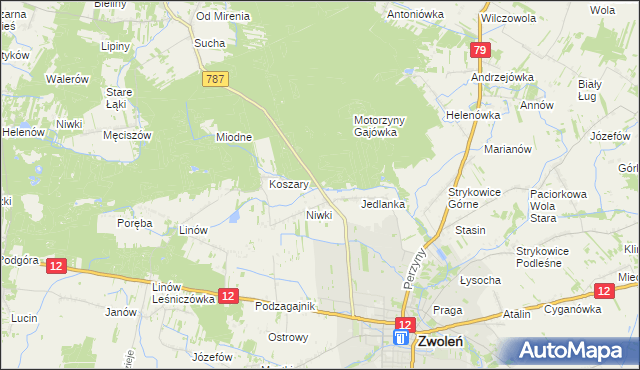 mapa Motorzyny, Motorzyny na mapie Targeo