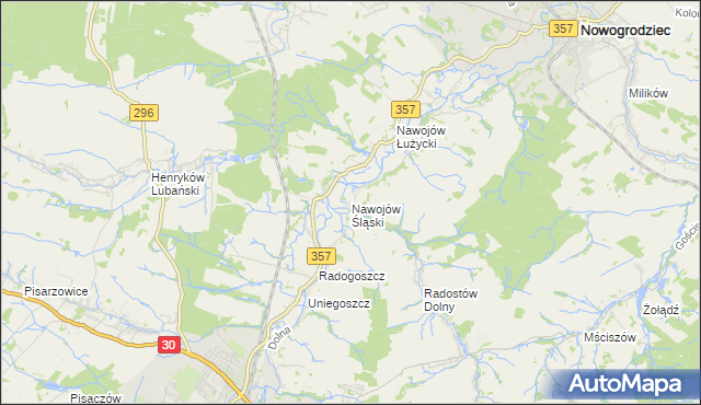 mapa Nawojów Śląski, Nawojów Śląski na mapie Targeo