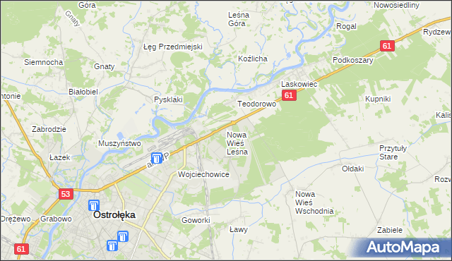 mapa Nowa Wieś Leśna, Nowa Wieś Leśna na mapie Targeo