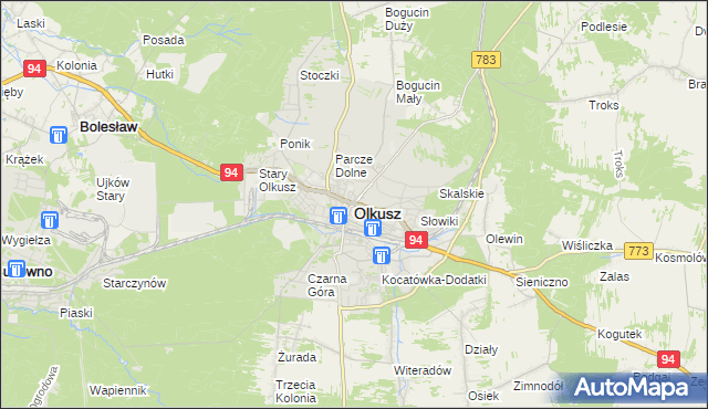 mapa Olkusz, Olkusz na mapie Targeo