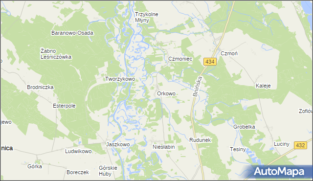 mapa Orkowo, Orkowo na mapie Targeo