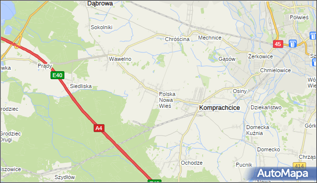 mapa Polska Nowa Wieś, Polska Nowa Wieś na mapie Targeo