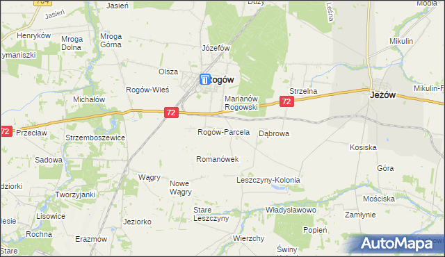 mapa Popień gmina Rogów, Popień gmina Rogów na mapie Targeo