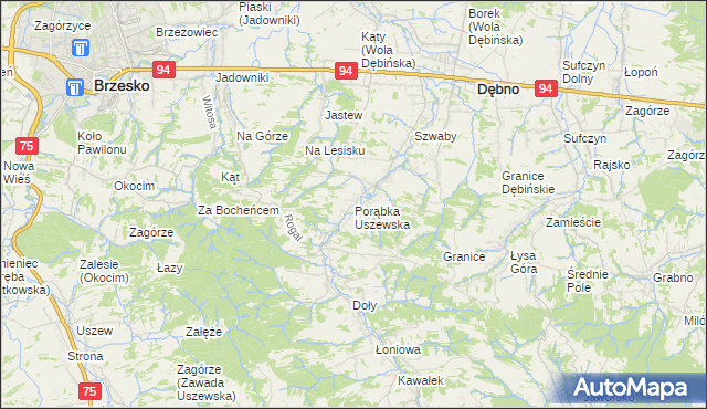 mapa Porąbka Uszewska, Porąbka Uszewska na mapie Targeo
