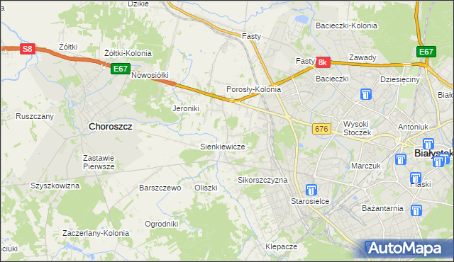 mapa Porosły, Porosły na mapie Targeo