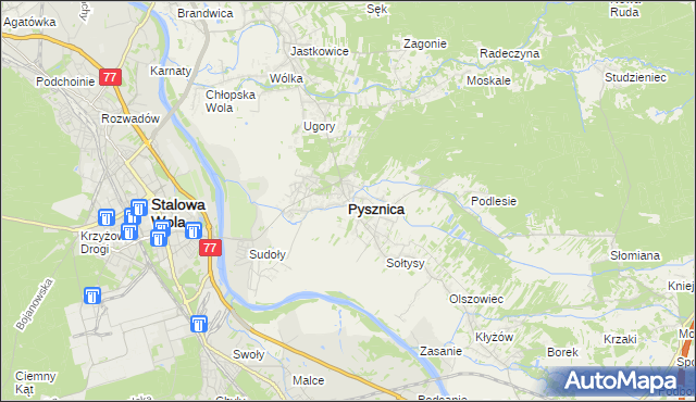 mapa Pysznica, Pysznica na mapie Targeo