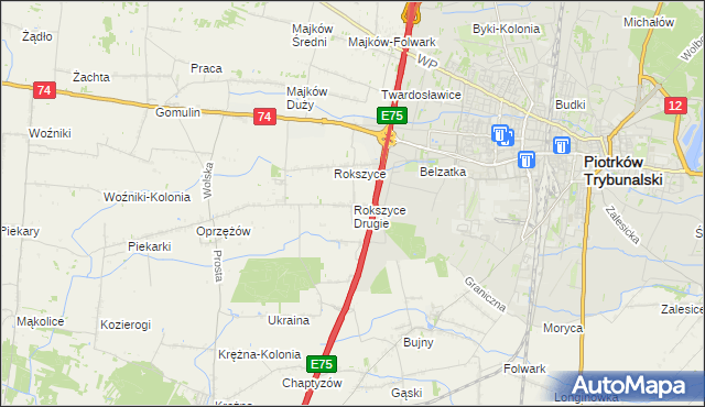 mapa Rokszyce Drugie, Rokszyce Drugie na mapie Targeo