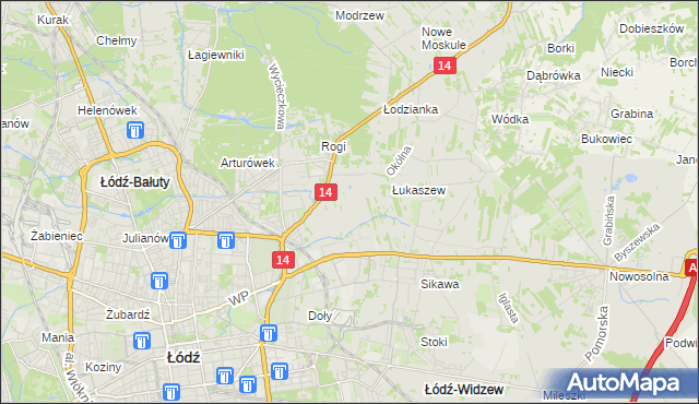 mapa Różki gmina Łódź, Różki gmina Łódź na mapie Targeo