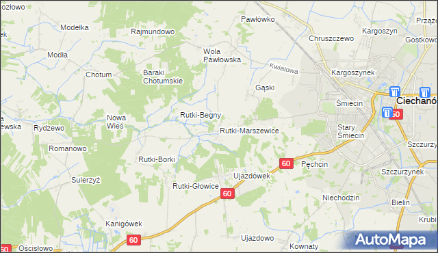 mapa Rutki-Marszewice, Rutki-Marszewice na mapie Targeo