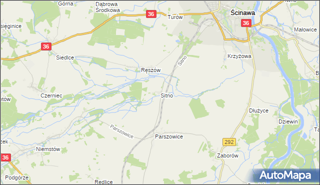 mapa Sitno gmina Ścinawa, Sitno gmina Ścinawa na mapie Targeo