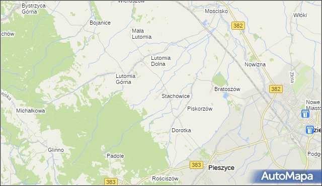 mapa Stachowice, Stachowice na mapie Targeo