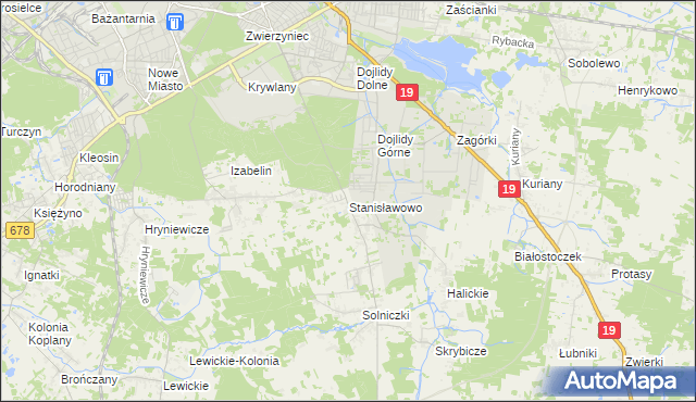 mapa Stanisławowo gmina Juchnowiec Kościelny, Stanisławowo gmina Juchnowiec Kościelny na mapie Targeo