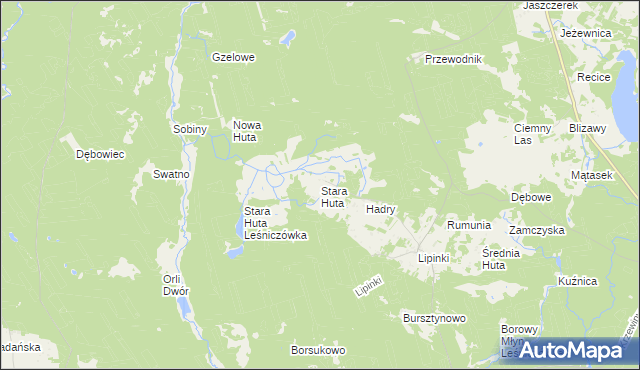 mapa Stara Huta gmina Warlubie, Stara Huta gmina Warlubie na mapie Targeo