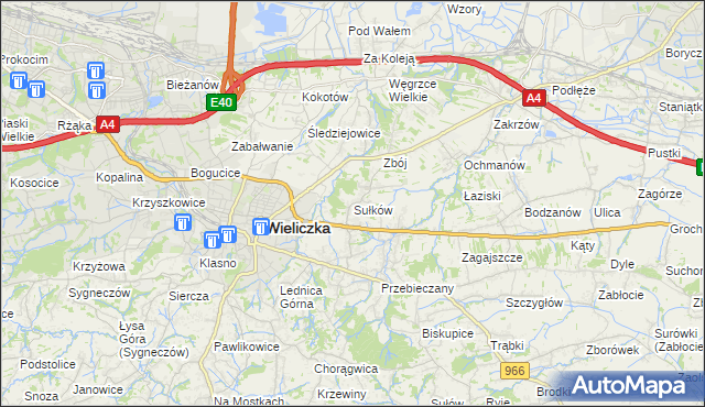 mapa Sułków gmina Wieliczka, Sułków gmina Wieliczka na mapie Targeo