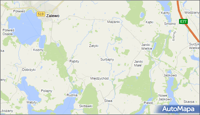 mapa Surbajny, Surbajny na mapie Targeo