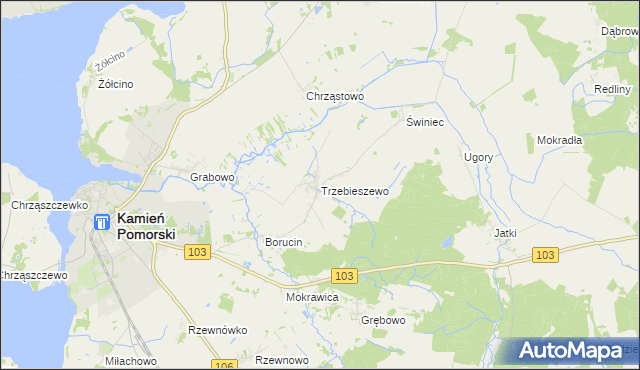 mapa Trzebieszewo, Trzebieszewo na mapie Targeo