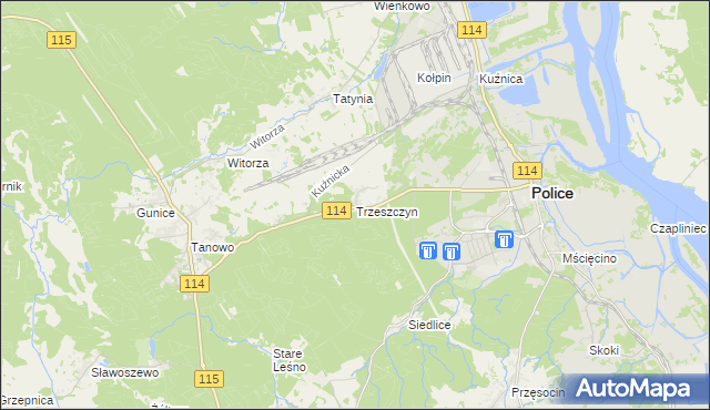 mapa Trzeszczyn, Trzeszczyn na mapie Targeo