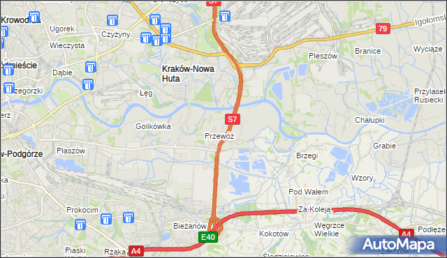 mapa Ulica gmina Kraków, Ulica gmina Kraków na mapie Targeo