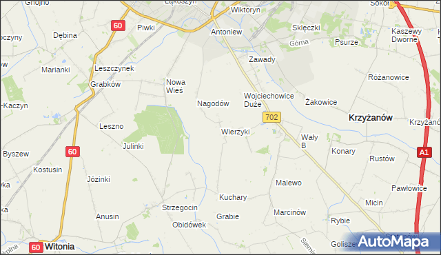mapa Wierzyki, Wierzyki na mapie Targeo