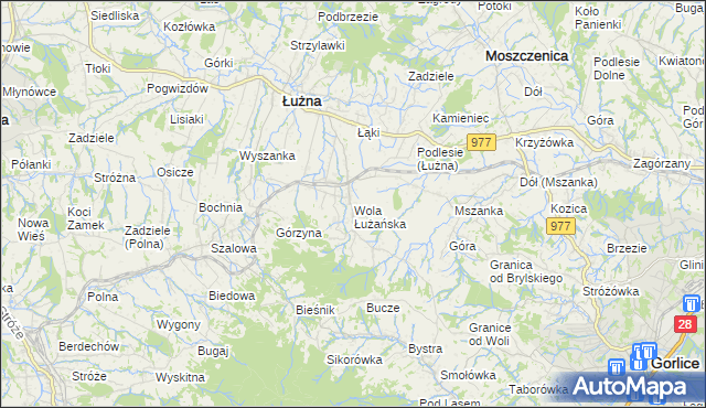 mapa Wola Łużańska, Wola Łużańska na mapie Targeo