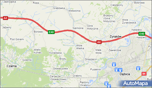 mapa Wola Wielka gmina Żyraków, Wola Wielka gmina Żyraków na mapie Targeo