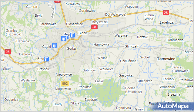 mapa Wolica gmina Jasło, Wolica gmina Jasło na mapie Targeo