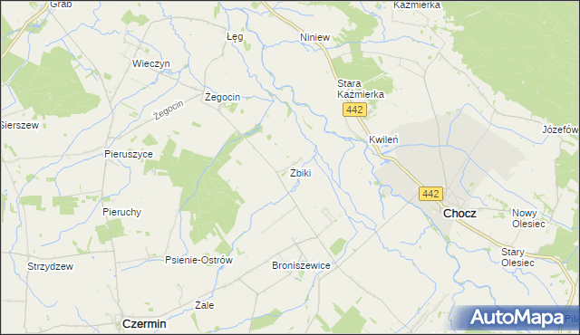 mapa Żbiki gmina Czermin, Żbiki gmina Czermin na mapie Targeo