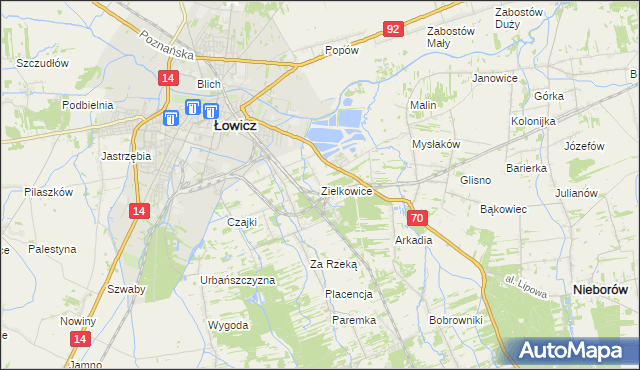 mapa Zielkowice, Zielkowice na mapie Targeo