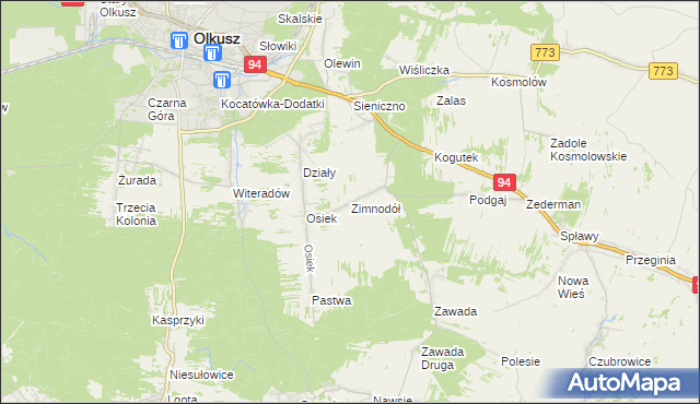 mapa Zimnodół, Zimnodół na mapie Targeo