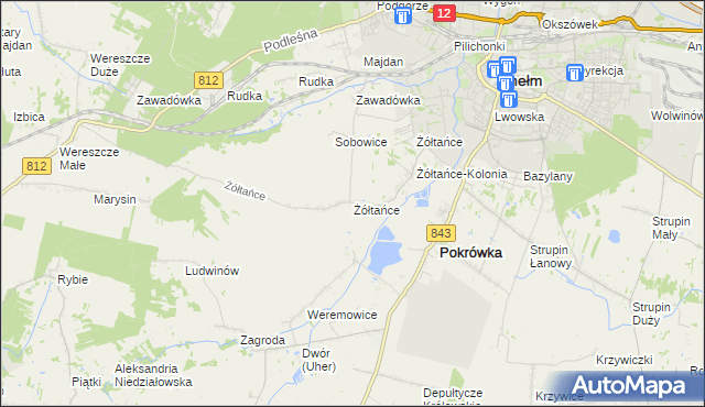 mapa Żółtańce, Żółtańce na mapie Targeo