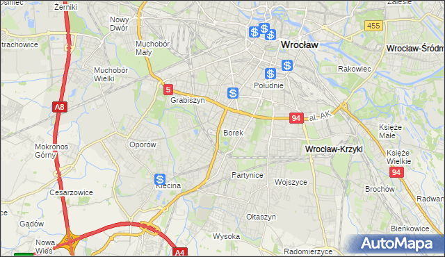 mapa Borek gmina Wrocław, Borek gmina Wrocław na mapie Targeo