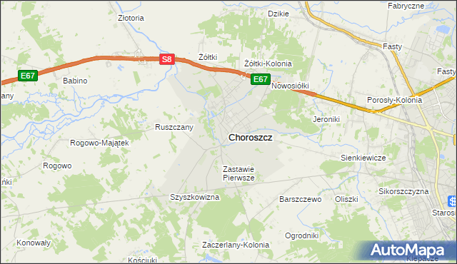 mapa Choroszcz, Choroszcz na mapie Targeo