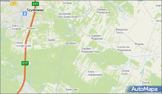 mapa Gąsawy Rządowe-Niwy, Gąsawy Rządowe-Niwy na mapie Targeo