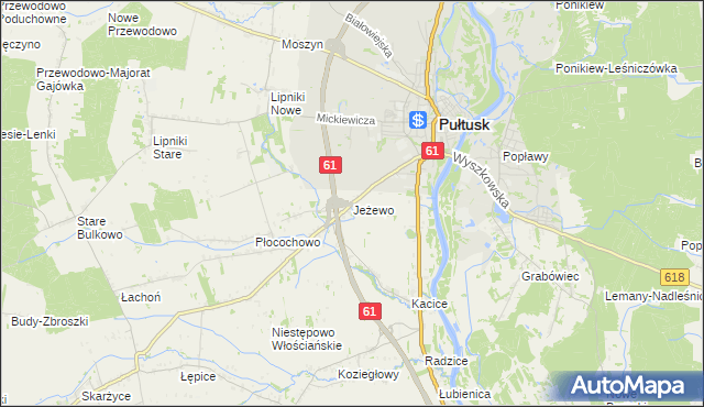 mapa Jeżewo gmina Pułtusk, Jeżewo gmina Pułtusk na mapie Targeo