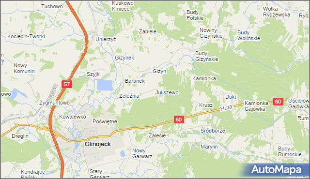 mapa Juliszewo, Juliszewo na mapie Targeo