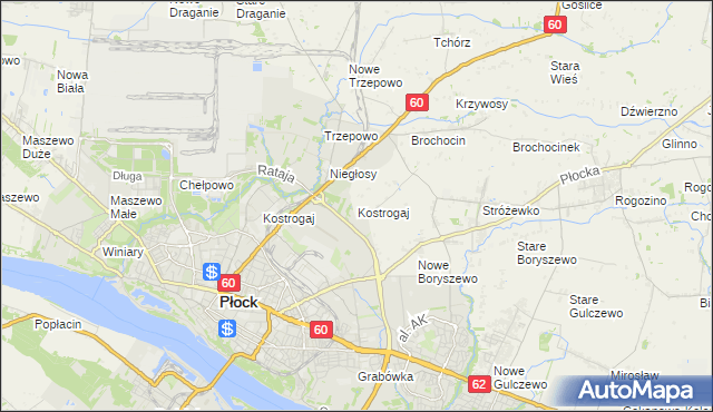 mapa Kostrogaj, Kostrogaj na mapie Targeo