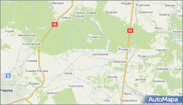 mapa Lachowskie, Lachowskie na mapie Targeo
