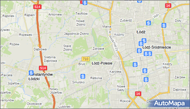 mapa Polesie gmina Łódź, Polesie gmina Łódź na mapie Targeo