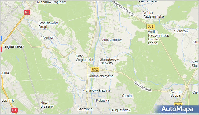 mapa Stanisławów Pierwszy gmina Nieporęt, Stanisławów Pierwszy gmina Nieporęt na mapie Targeo