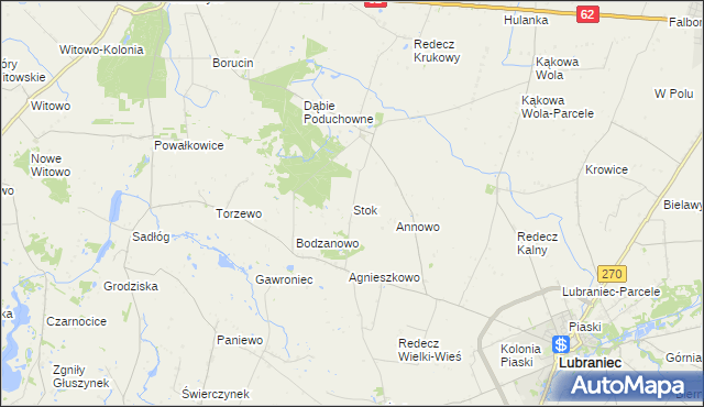 mapa Stok gmina Lubraniec, Stok gmina Lubraniec na mapie Targeo