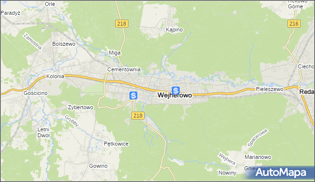 mapa Wejherowo, Wejherowo na mapie Targeo