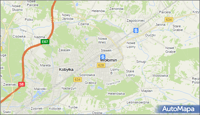 mapa Wołomin, Wołomin na mapie Targeo