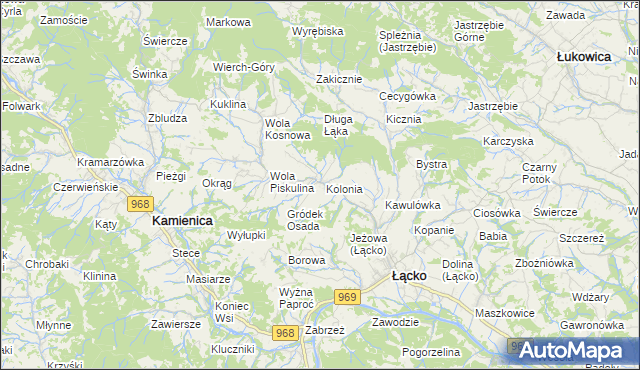 mapa Zagorzyn gmina Łącko, Zagorzyn gmina Łącko na mapie Targeo