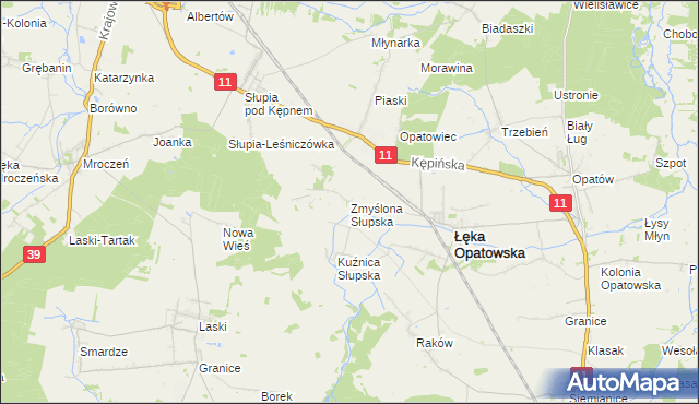 mapa Zmyślona Słupska, Zmyślona Słupska na mapie Targeo