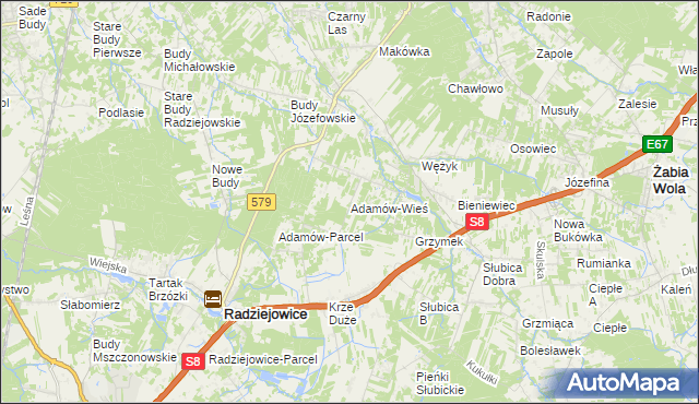 mapa Adamów-Wieś, Adamów-Wieś na mapie Targeo