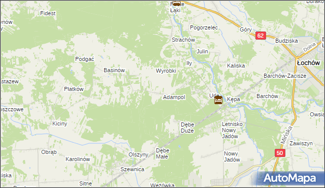 mapa Adampol gmina Jadów, Adampol gmina Jadów na mapie Targeo