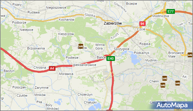 mapa Balice gmina Zabierzów, Balice gmina Zabierzów na mapie Targeo
