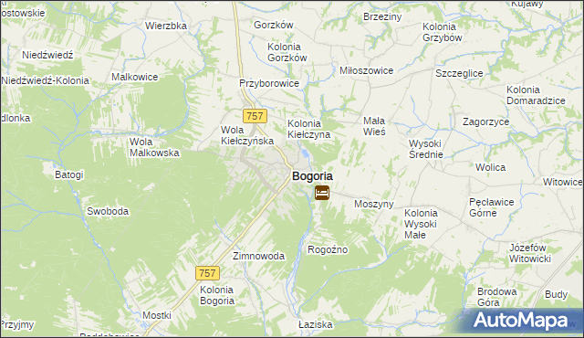mapa Bogoria powiat staszowski, Bogoria powiat staszowski na mapie Targeo