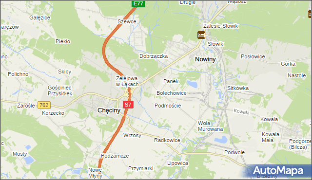 mapa Bolechowice gmina Sitkówka-Nowiny, Bolechowice gmina Sitkówka-Nowiny na mapie Targeo